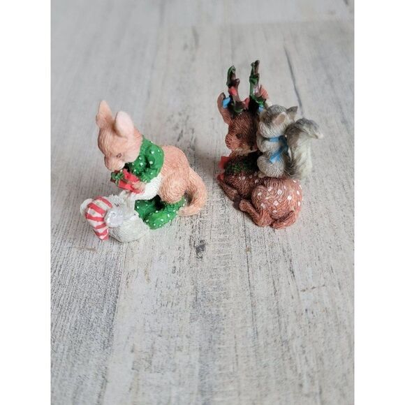 Enesco 1991 Xmas mini reindeer squirrel kangaroo mouse Xmas Village accessory se - Picture 2 of 5